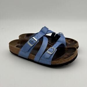 Birkenstock Salina Birko Flor Blue Strappy Sandals Women's 37 (6-6.5) Narrow